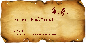 Hetyei Györgyi névjegykártya